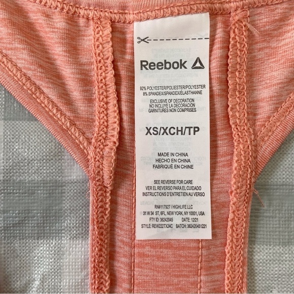 2/40$  Reebok XS Racerback Tank Top Orange Peach Gym Yoga Running Athleisure - Picture 6 of 14